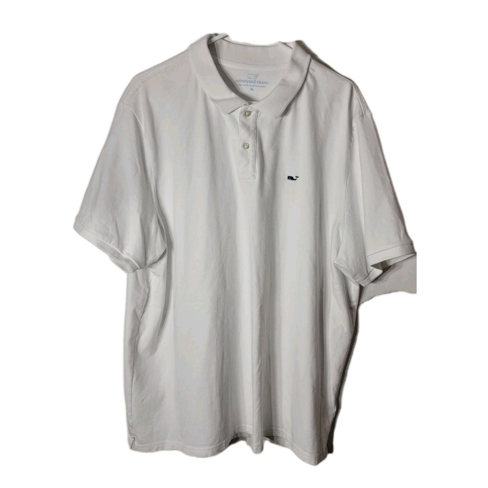 VINEYARD VINES Mens White Short Sleeve Polo GOLF Shirt Whale XL Preppy Travel